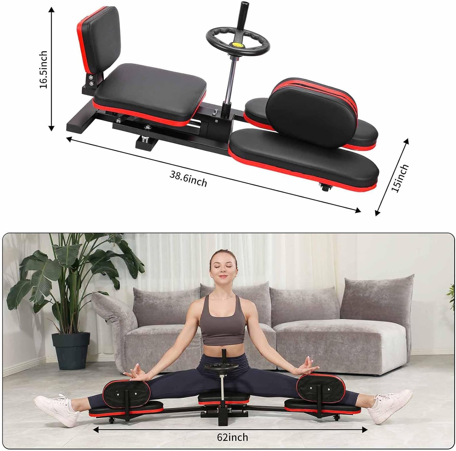 Home Gym Yoga - 家庭用ジムトレーニング機器。スチール製のレッグストレッチ＆スプリットマシン。ヨガやフィットネスのトレーニングに。箱に入れてお届け。自宅でのエクササイズに最適。