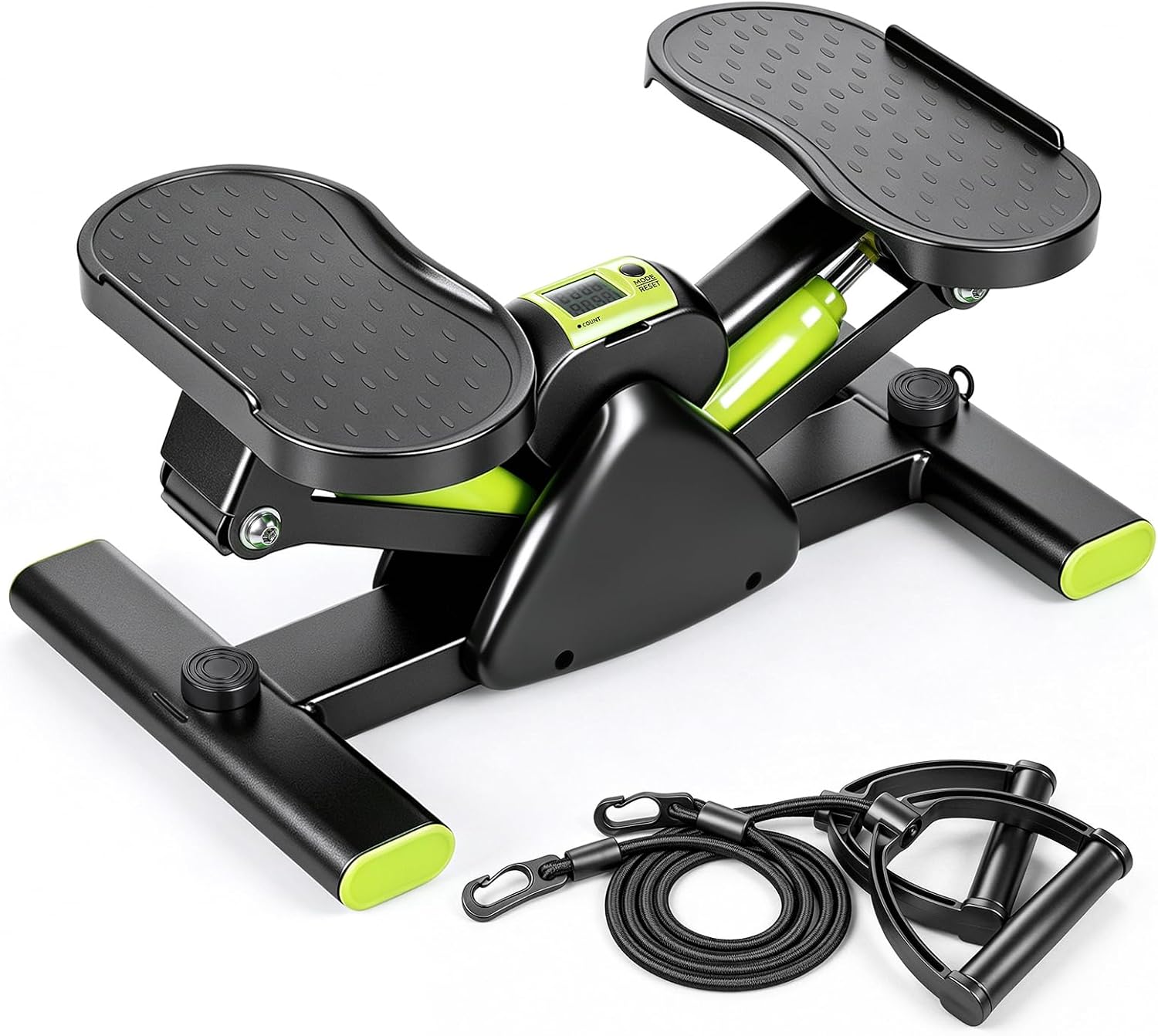 Leg Home Gym Workout - 低負荷で体を動かせる油圧式ロッキングステッパー。左右に揺れる運動ができる、静かで安定した設計。レジスタンスバンドやジム用アクセサリーが付属しており、自宅やオフィスでのトレーニングに最適。