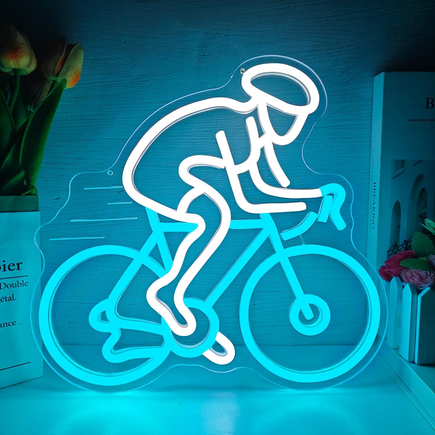Home Gym Neon Sign - サイクリスト向けネオンサイン、調光可能なLEDウォールデコレーションライトアップサイン、スポーツ愛好家、ホームジム、ロードバイクアスリートへのギフト、装飾品