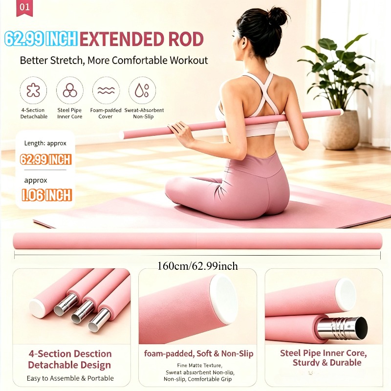Home Gym Yoga - 取り外し可能なボディストレッチ棒、ヨガ用、背中や肩の開きを意識したシェイピング棒、フィットネス用、オールインワンコイル棒、自宅でのフィットネストレーニング用具。