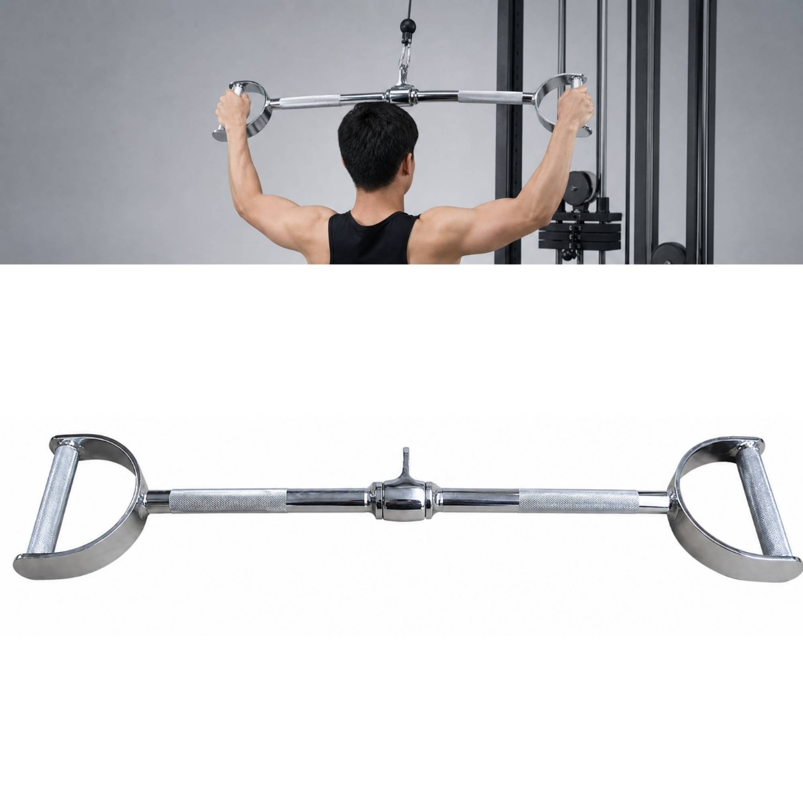D字型ワイドグリップケーブルハンドル。回転式アタッチメント付 - Lat Pulldown Cable のレビューと価格