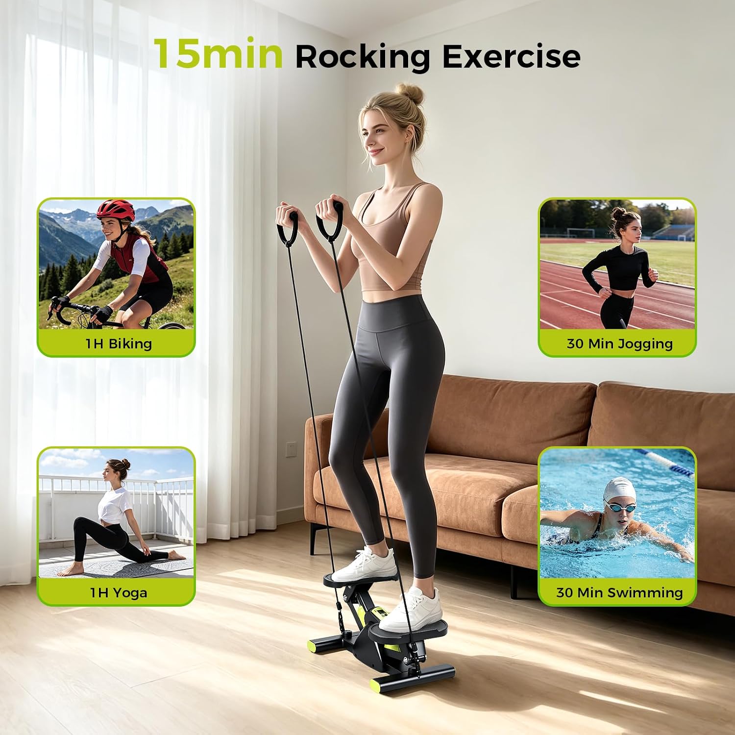 低負荷で体を動かせる油圧式ロッキングステッパー。左右に揺れる - Leg Home Gym Workout のレビューと価格