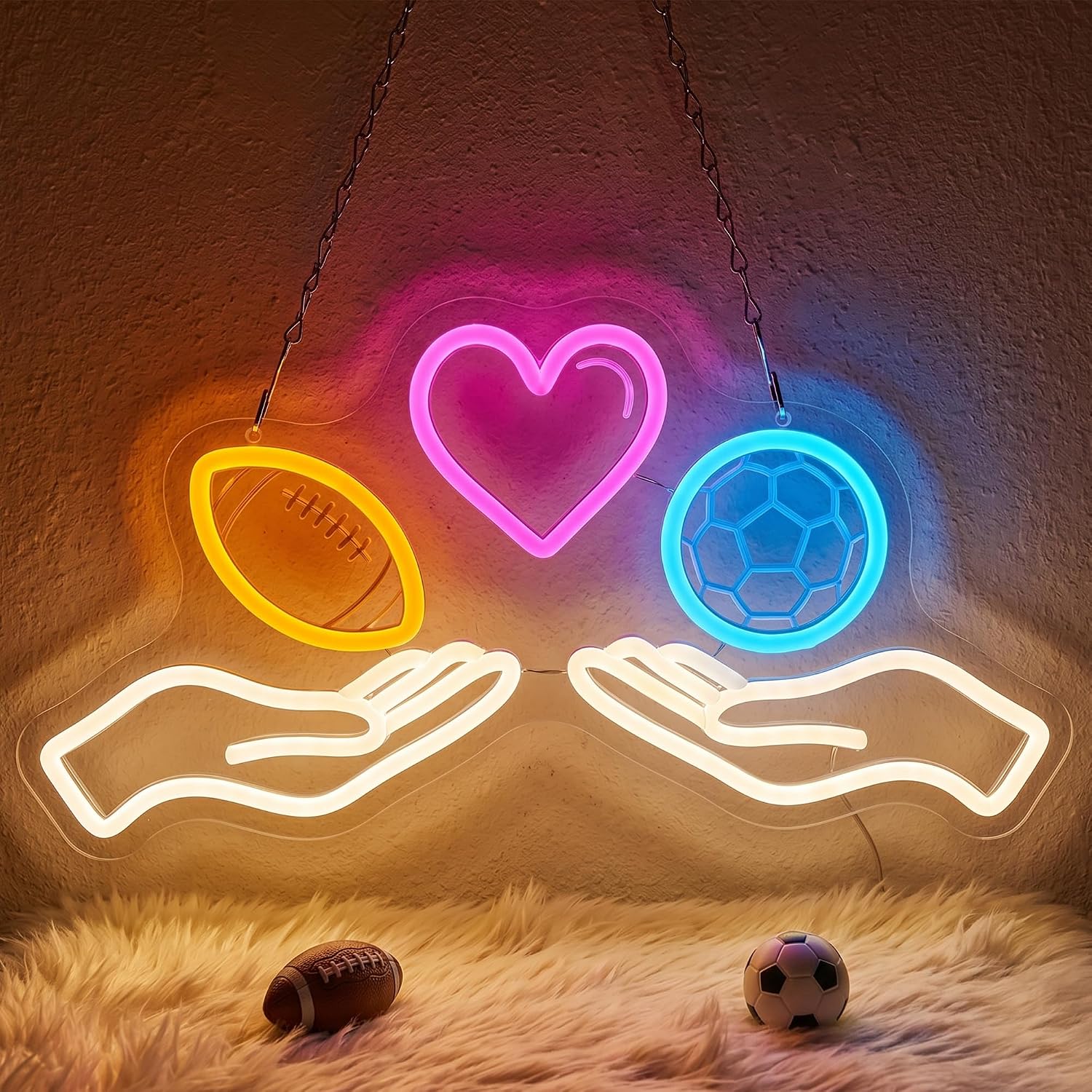 LEDネオンサイン、サッカーをテーマにしたネオンライト、US - Home Gym Neon Sign のレビューと価格