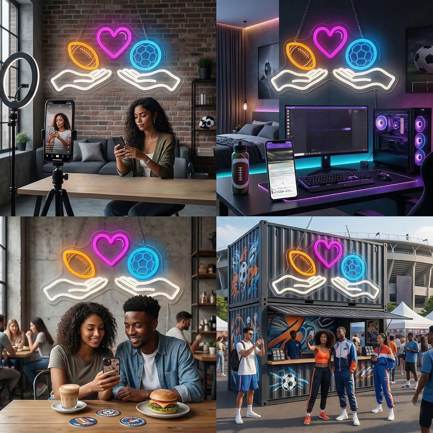 LEDネオンサイン、サッカーをテーマにしたネオンライト、US - Home Gym Neon Sign のレビューと価格