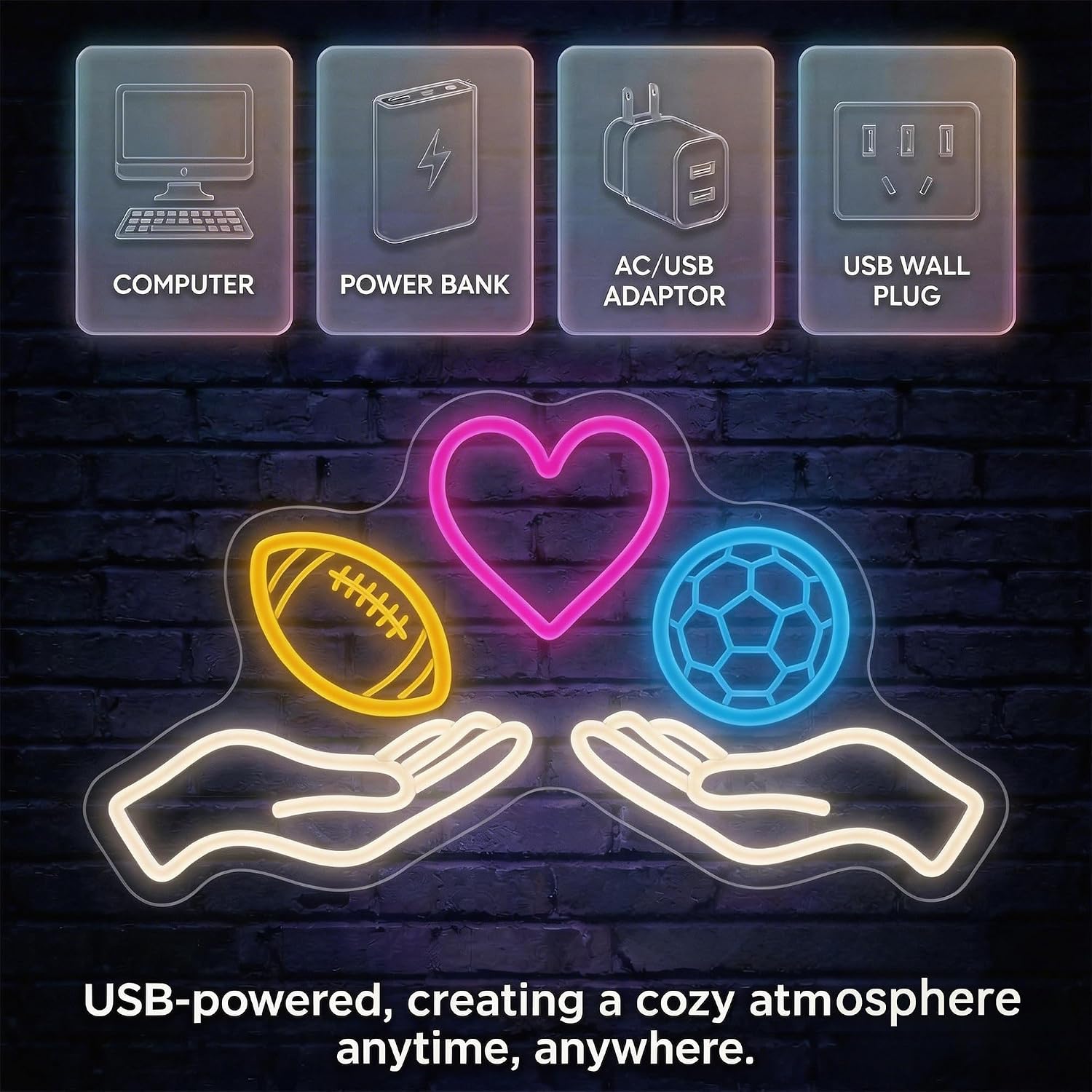 LEDネオンサイン、サッカーをテーマにしたネオンライト、US - Home Gym Neon Sign のレビューと価格